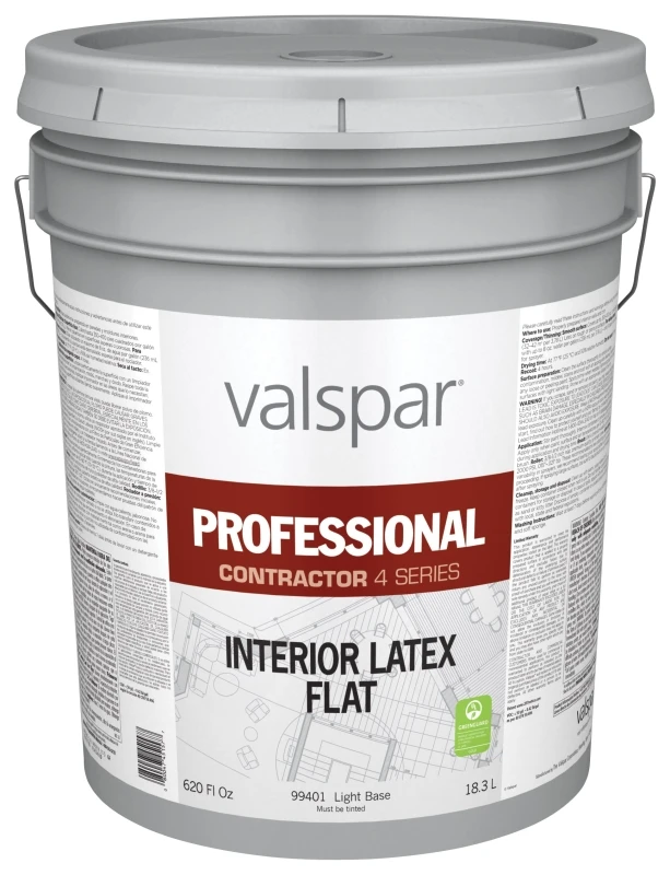 Professional Contractor 4 Latex Flat Paint, Light Base, 5 Gallon Pail