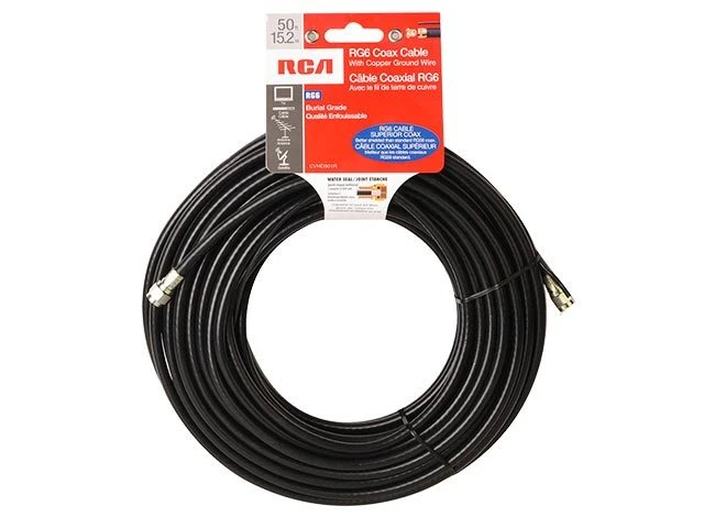 30m (98') Rg6 Coaxial Cable With Ground Wire - Black