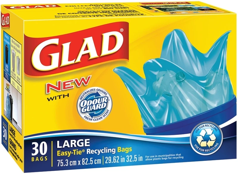 Easy-tie Large Blue Recycling Bag, 77 Liters, Plastic, Model 11578pak2