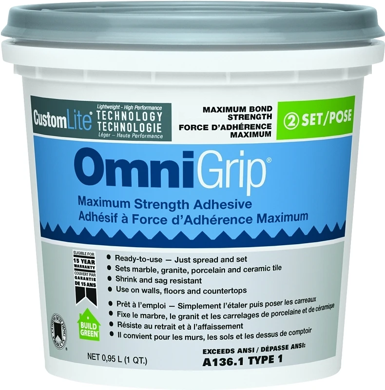 Omnigrip Maximum Strength Adhesive 946 Milliliters For Tile And Stone Installation