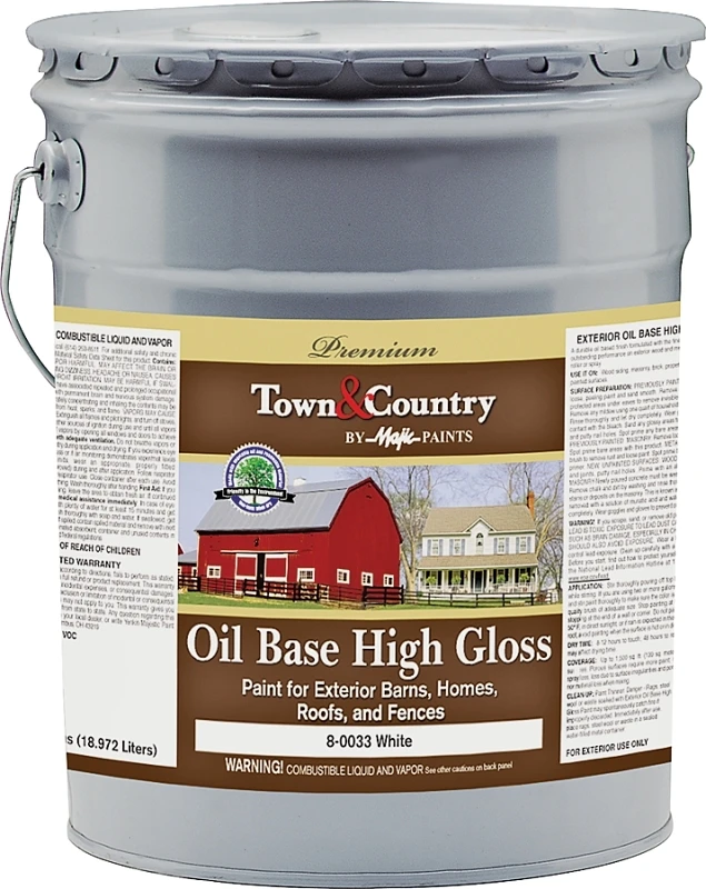 Town and Country Exterior Barn and Fence Paint Oil Base High Gloss White 5 Gallon