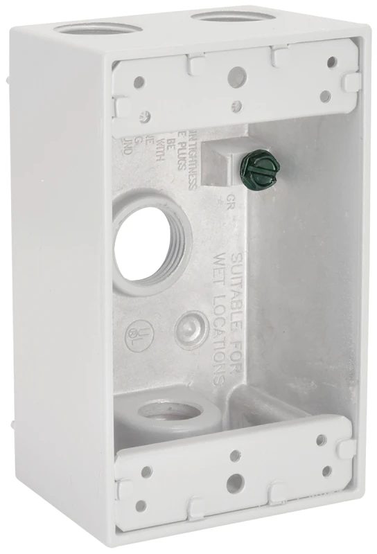 1 Gang Weatherproof Box With Four 1/2 Inch Outlets And Detachable Lugs