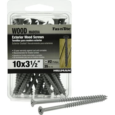 Fas-n-Tite Wood Screws, Ceramic Exterior, Phillips Drive, #10 x 3.5-In., 25-Pk.