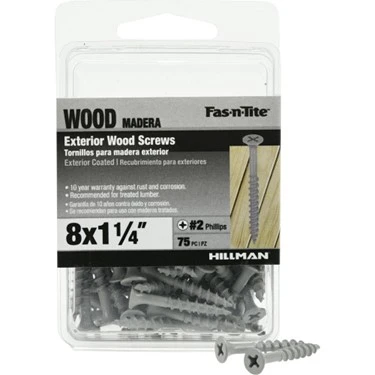 Fas-n-Tite Wood Screws, Ceramic Exterior, Phillips Drive, #8 x 1.25-In., 75-Pk.