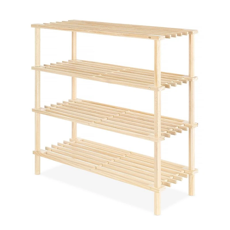 4-Tier Wood Storage Shelf, 10.25 Inches Deep by 24.75 Inches Wide by 26.25 Inches High