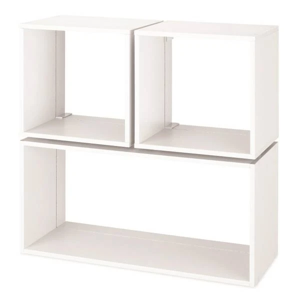 Three Piece Cube Storage Organizer Set with Laminate Finish and Locking Clips