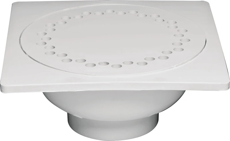 Schedule 40 Dwv Pvc Drain Pipe Bell Trap With Hinged Cover, 9 X 9 Inches
