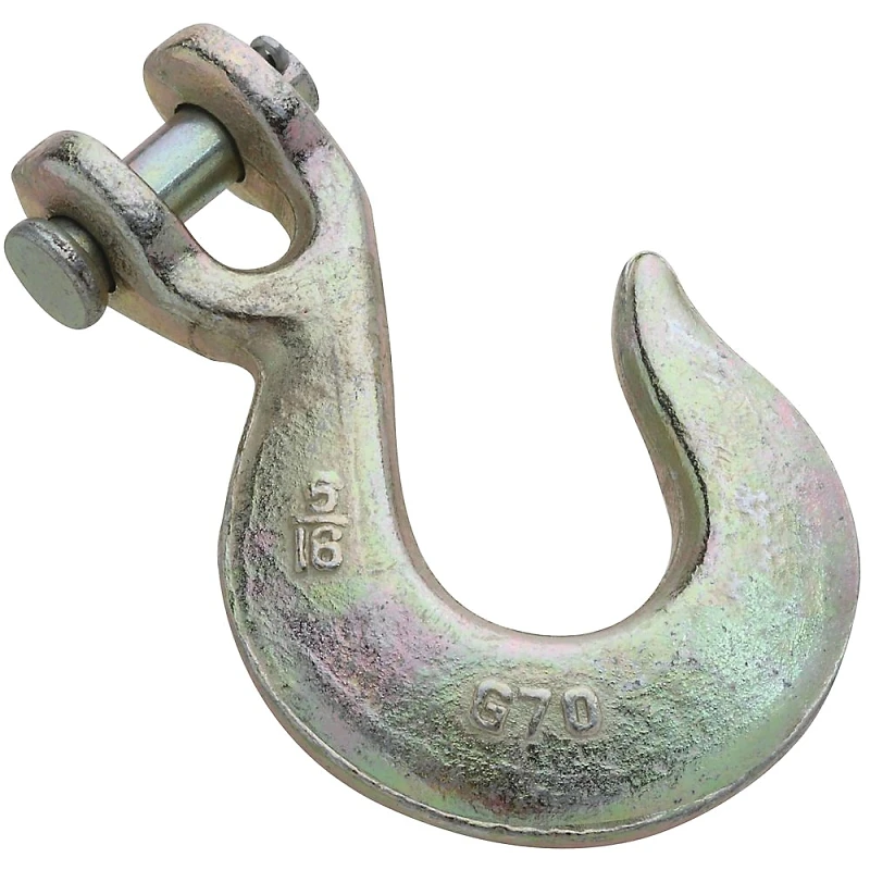Clevis Slip Hook, Yellow Chromate, 5/16 Inch, Forged Steel, Grade 70