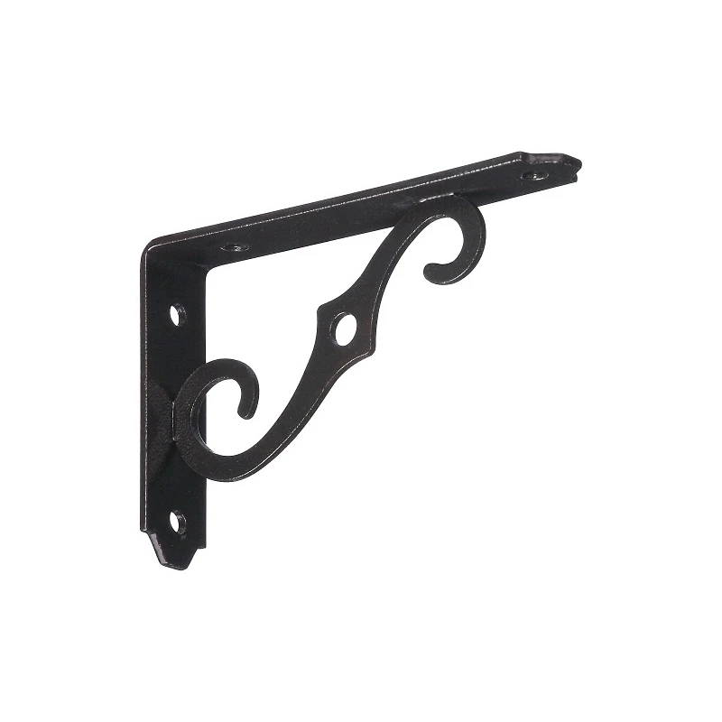 5 X 3-1/2 Inch Antique Bronze Ornamental Shelf Bracket With Swivel Hook