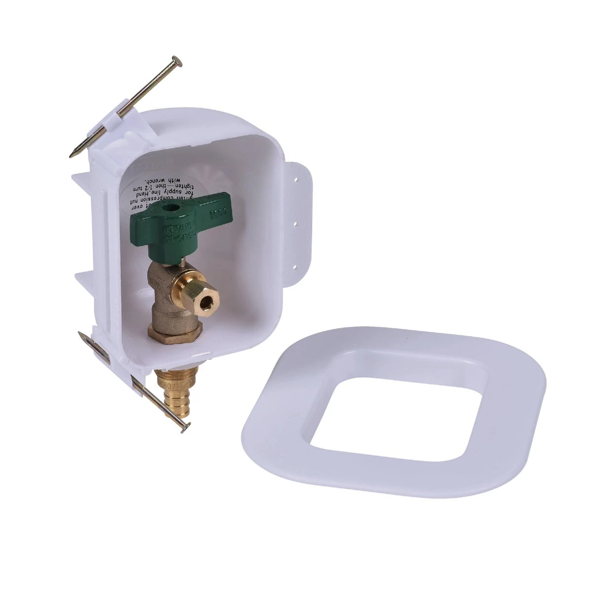 Ice Maker PEX Box for Plumbing Connections with Integrated Shutoff Valve
