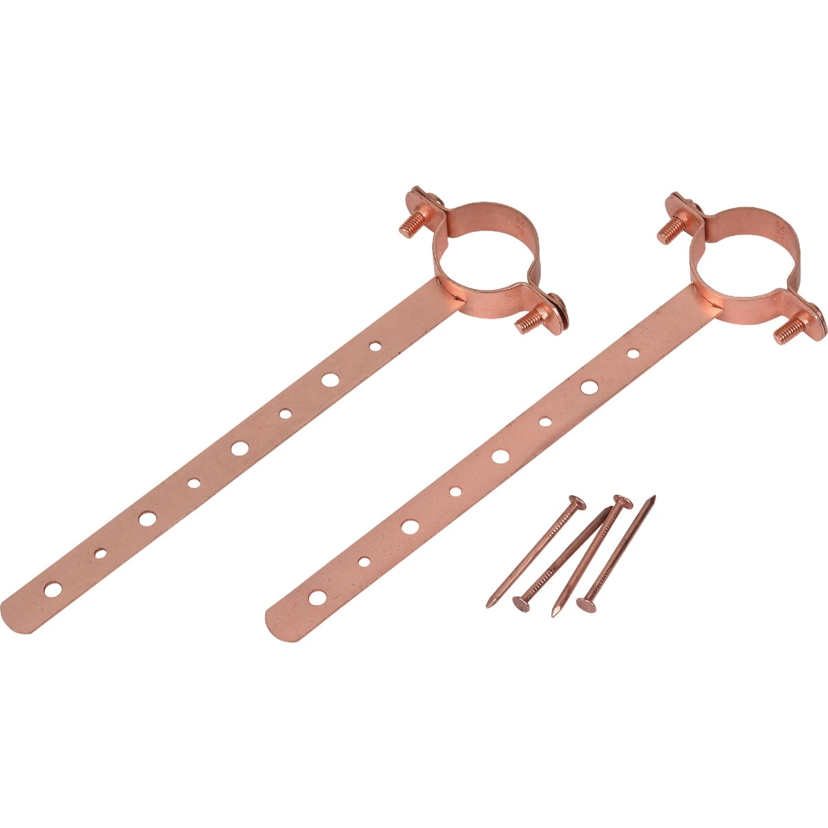 1/2 In. X 12 In. Copper-coated Pipe Hanger Strap - Milford Type