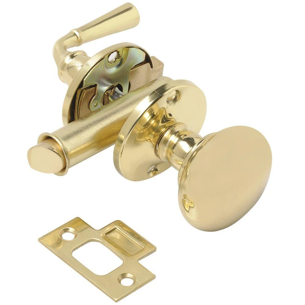 Screen Door Mortise Knob Latch for Out Swinging Doors in Polished Brass Finish