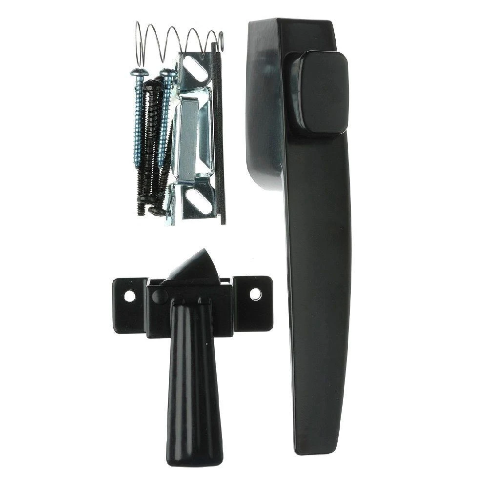 Vf333bl Push Button Door Latch For Out Swinging Doors, Black Finish