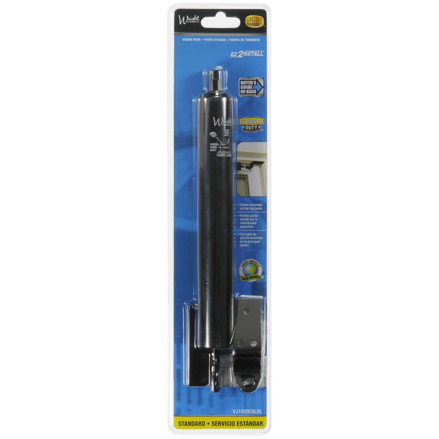 Wright Aluminum Pneumatic Door Closer For Lightweight Out-swinging Doors
