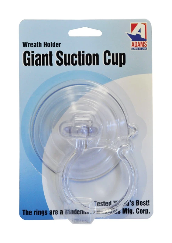 Giant Suction Cup Wreath Hook for Glass Doors and Windows, Heavy Duty, Clear Plastic
