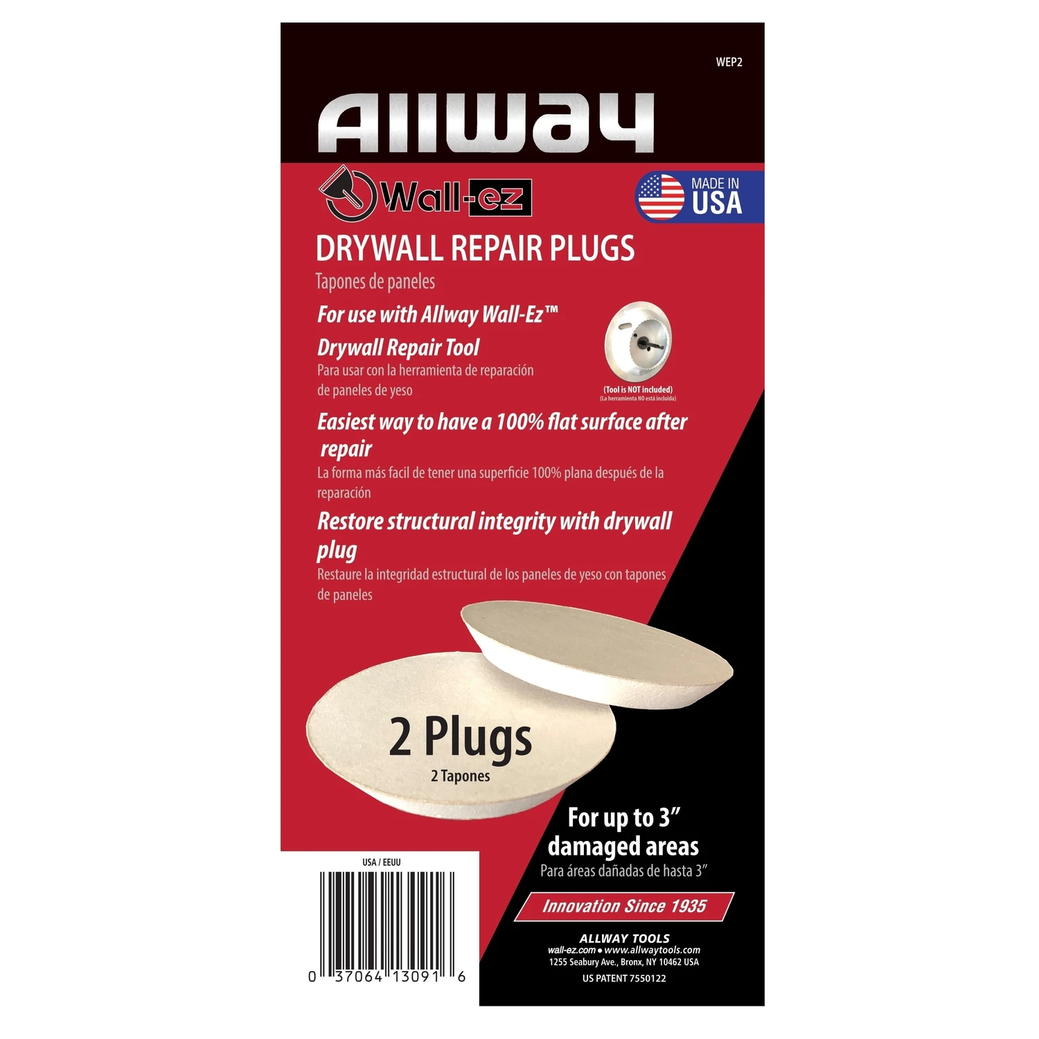Wall-EZ Drywall Repair Plugs, 2-Pk.