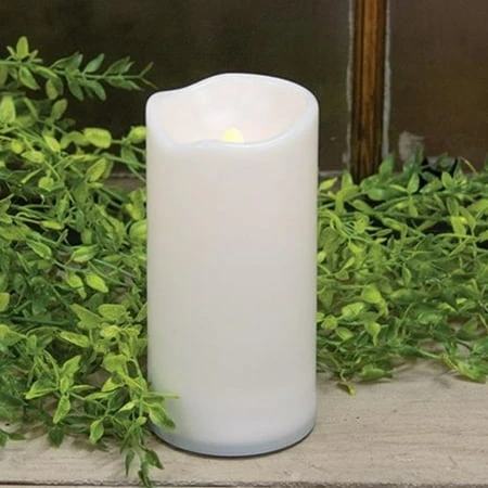 Solar Pillar Candle 6" Plastic Outdoor Lighting