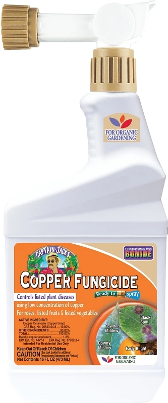 Captain Jack's Copper Fungicide Organic Gardening Disease Control, 16 Oz. Ready-to-spray