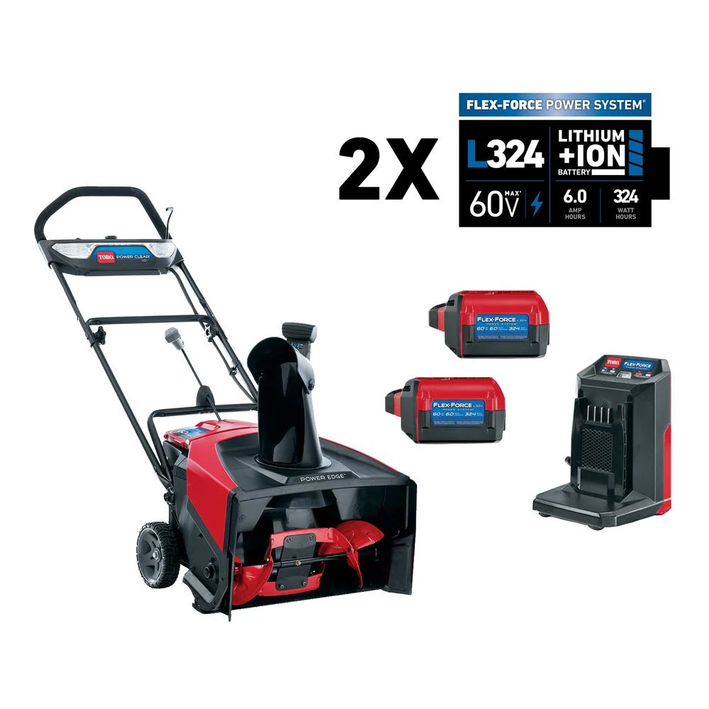 60v Max Power Clear Cordless Snow Blower, 21 In. Swath With Two Batteries