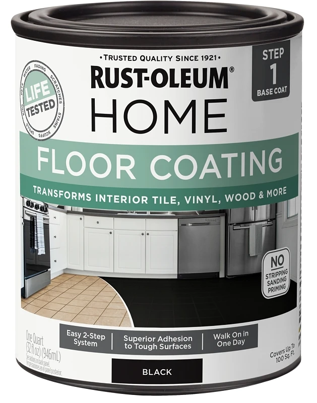 HOME Floor Coating Base Coat Step 1 Black One Quart