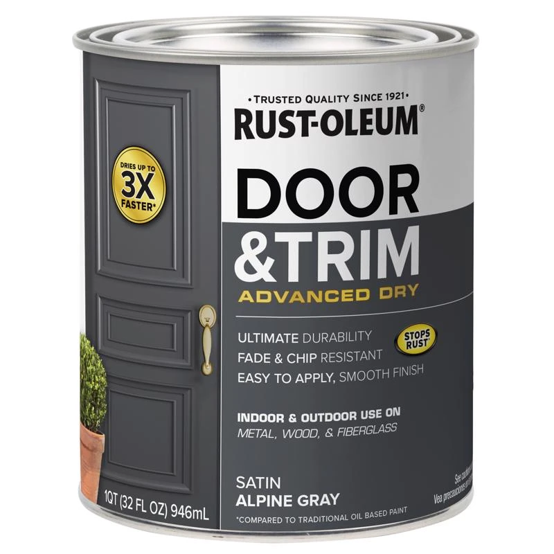 Stops Rust 1 Quart Satin Alpine Gray Door And Trim Paint