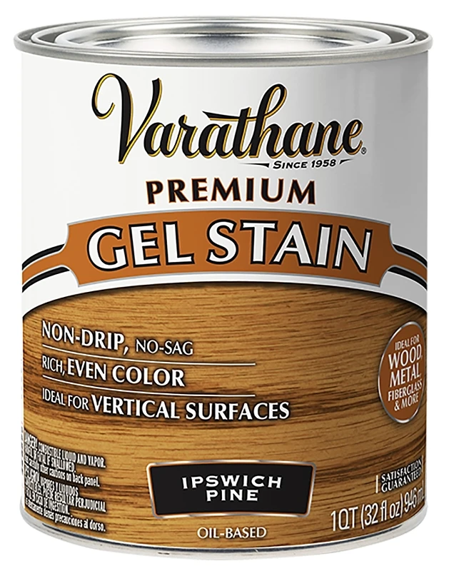 Premium Gel Wood Stain, Ipswich Pine, Quart - Ideal For Vertical Surfaces