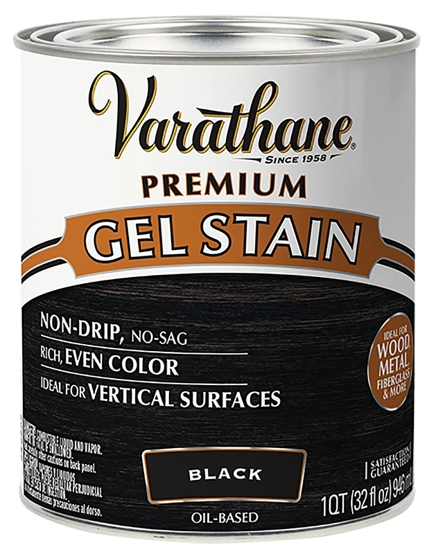 Premium Gel Wood Stain, Black, Quart - Ideal For Vertical Surfaces