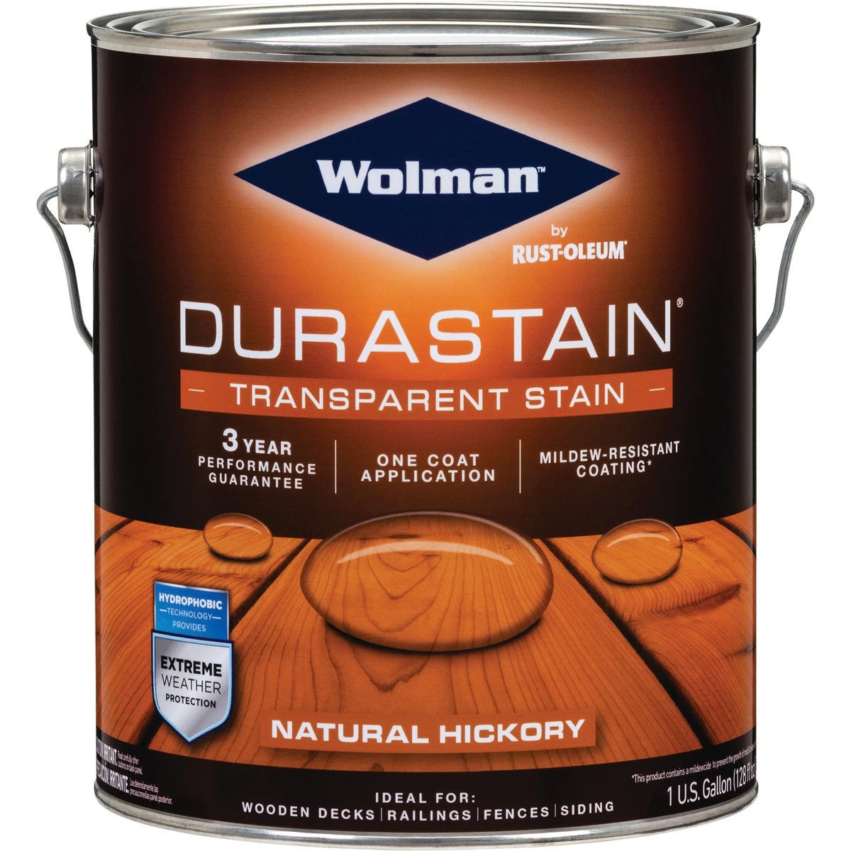 Raincoat One Coat Transparent Exterior Wood Stain Water Based Water Repellent Natural Hickory One Gallon