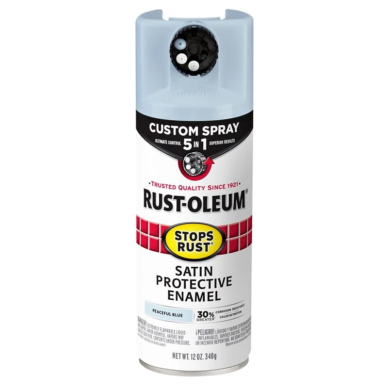 Stops Rust Custom Spray Paint 5-in-1 Rust Preventative Satin Peaceful Blue 12 Ounce