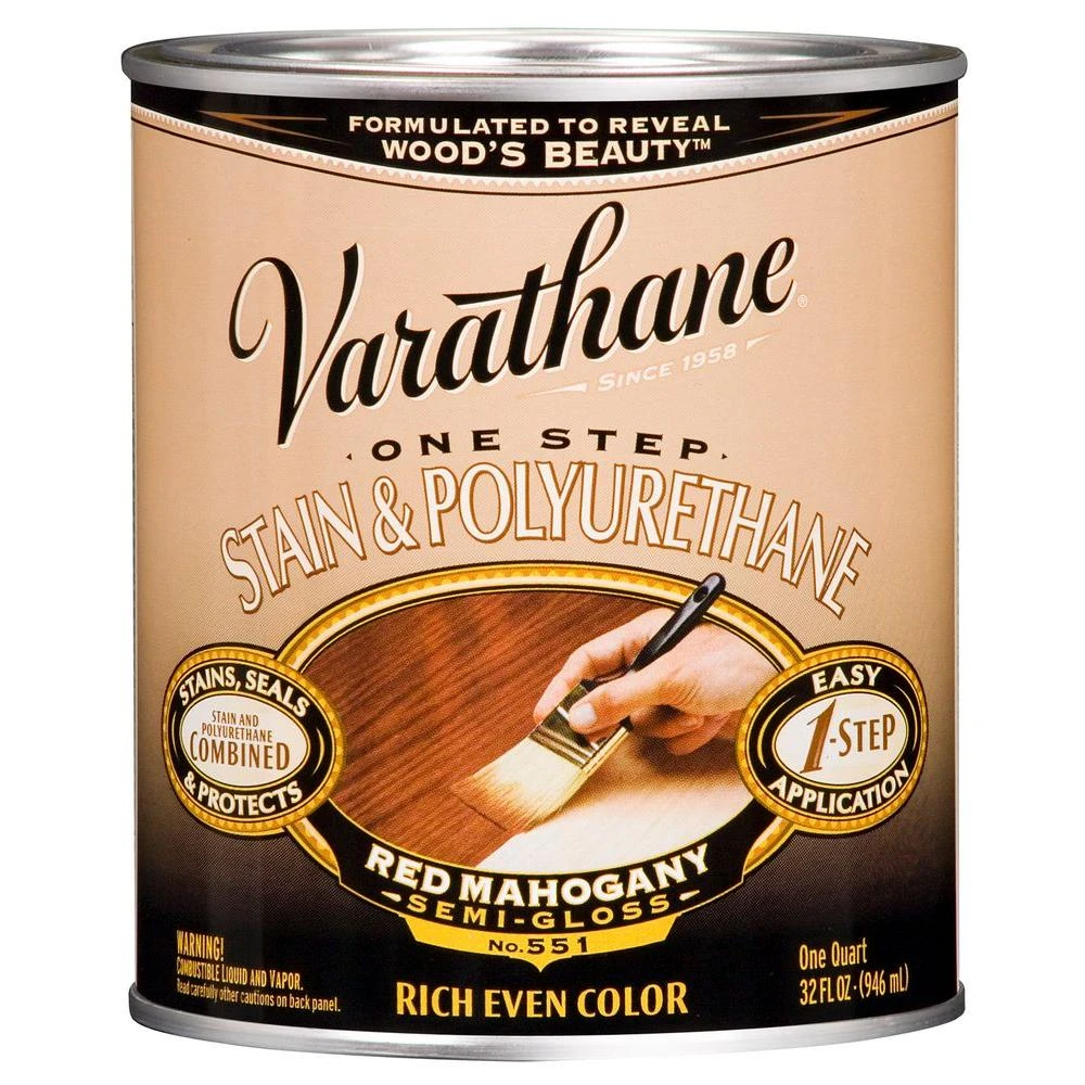 Red Mahogany Wood Stain and Polyurethane, One Quart