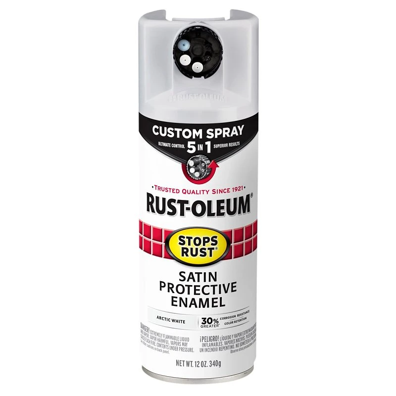 Stops Rust Custom Spray 5-in-1 Satin Arctic White Spray Paint 12 Ounce