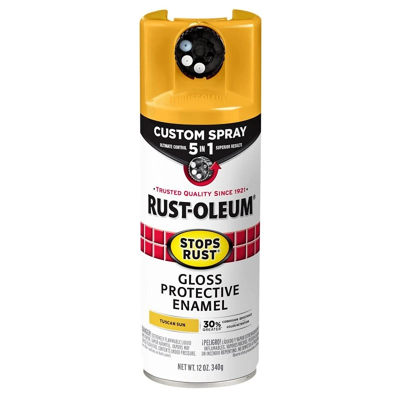 Stops Rust Custom Spray Paint 5-in-1 Protective Gloss Finish Tuscan Sun 12 Ounce