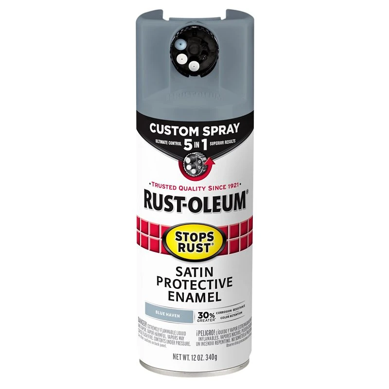 Stops Rust Custom Spray Paint 5-in-1 Rust Preventative Satin Blue Haven 12 Ounce