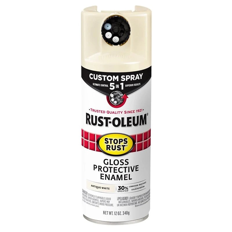Stops Rust Custom Spray 5-in-1 Spray Paint, Gloss Antique White, 12 Oz.