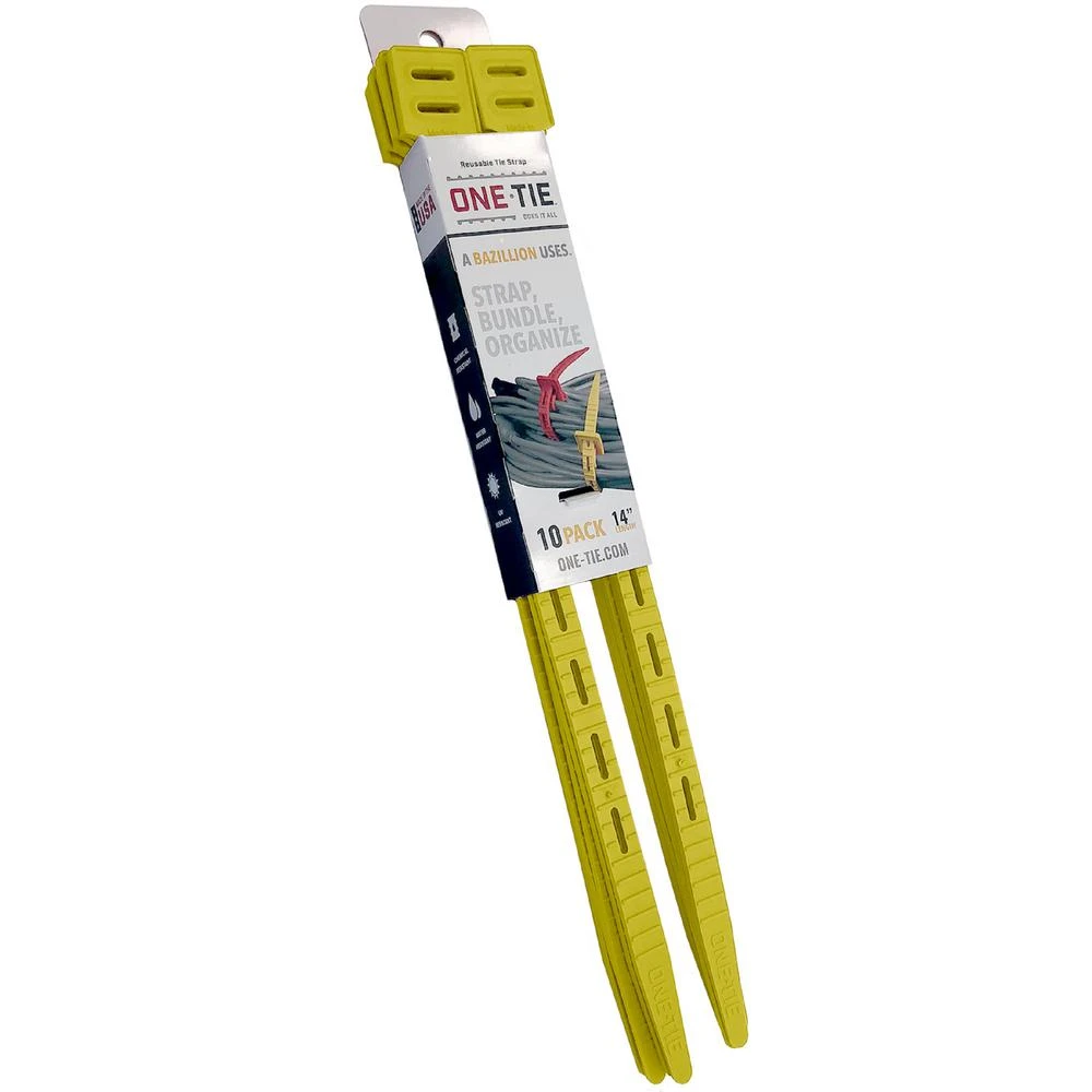 Cable Tie Down Strap, Yellow, 14-In., 10-Pk.