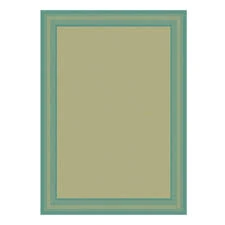 Indoor and Outdoor Area Rug with Aqua and Tan Border, 8 Feet by 10 Feet