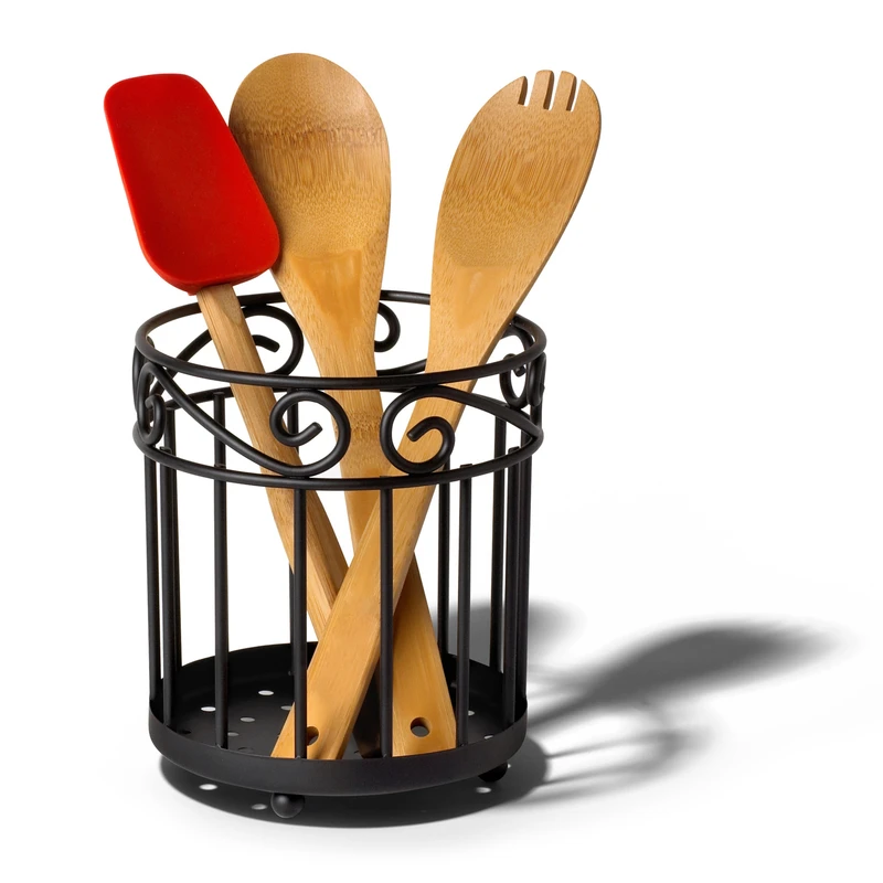 Black Utensil Holder for Kitchen Countertop Organization