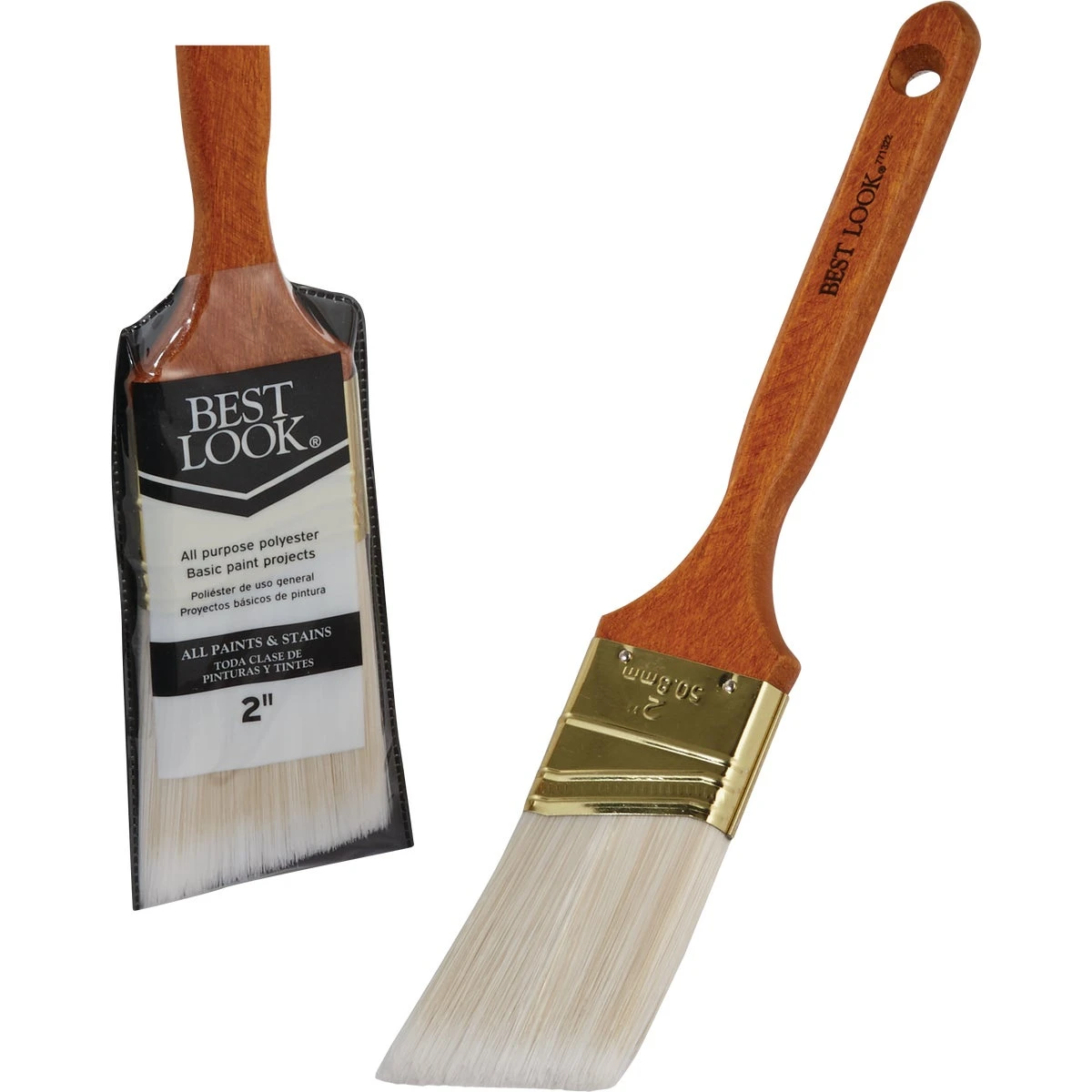 2 Inch Angle Polyester Paint Brush With Solid Wood Handle