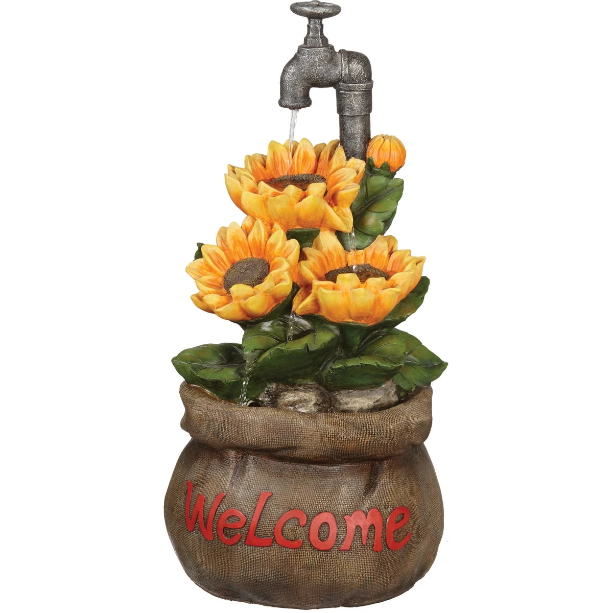 13 In. W. X 28 In. H. X 13 In. L. Polyresin Sunflower Fountain