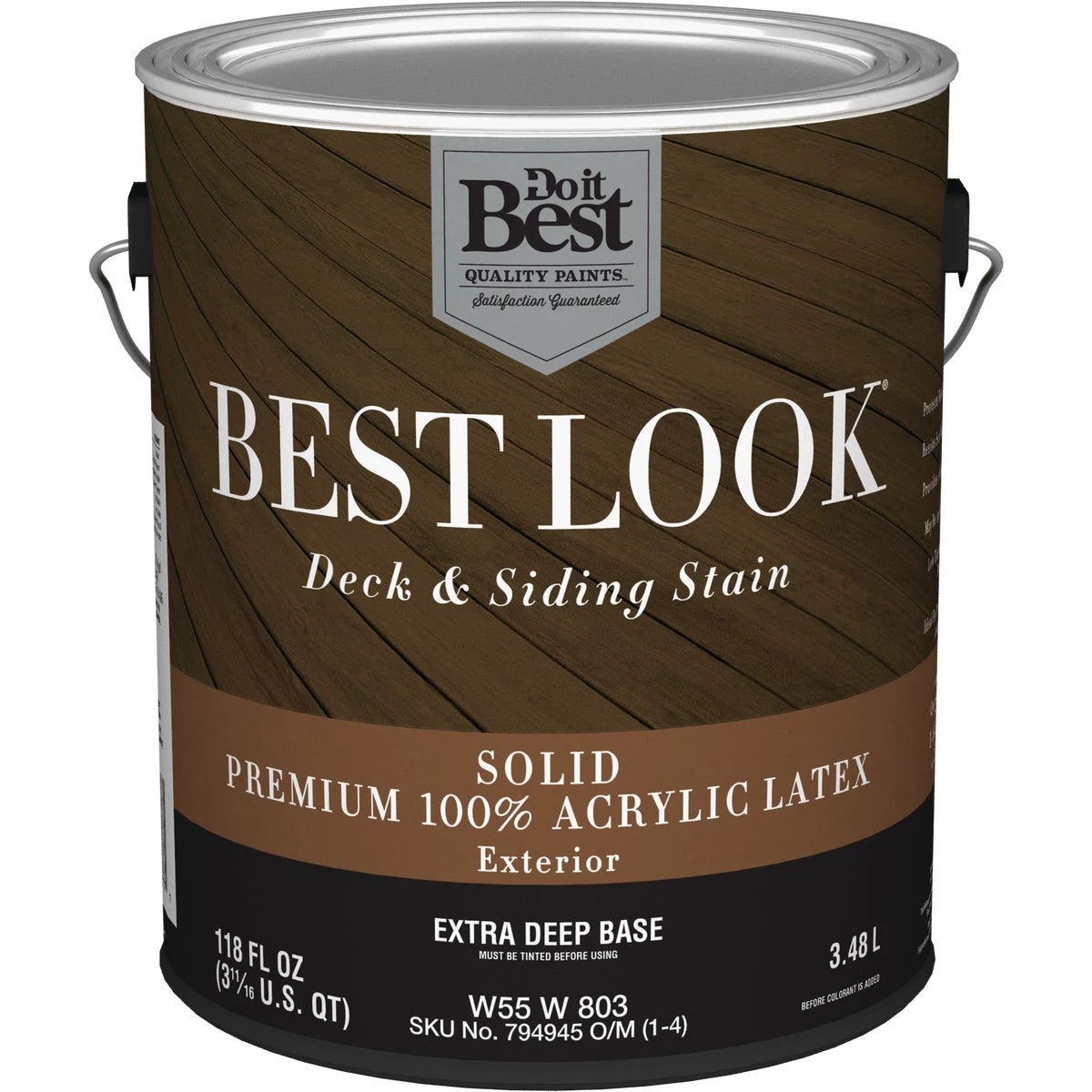 Best Look Solid Deck & Siding Exterior Stain, Extra Deep Base, 1 Gallon