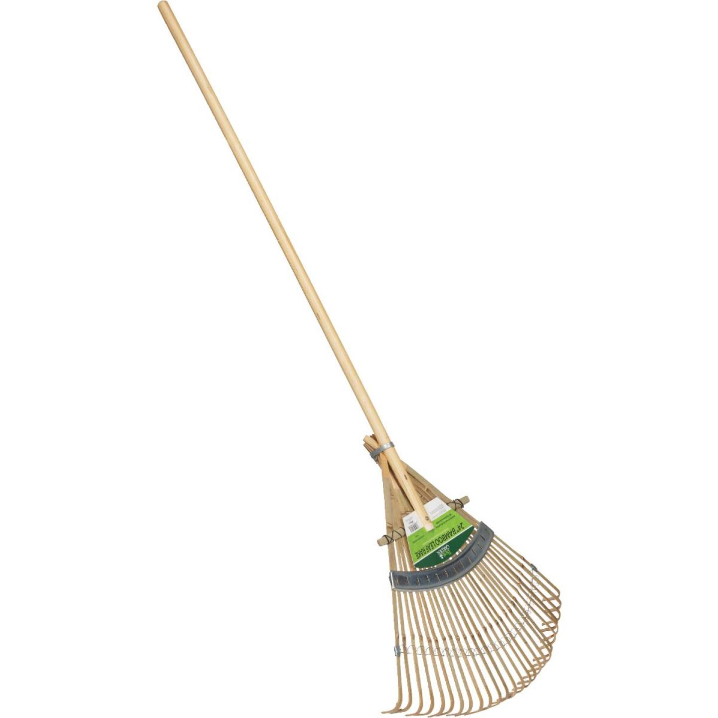 24-inch Bamboo Leaf Rake With 48-inch Wood Handle And 26 Tines