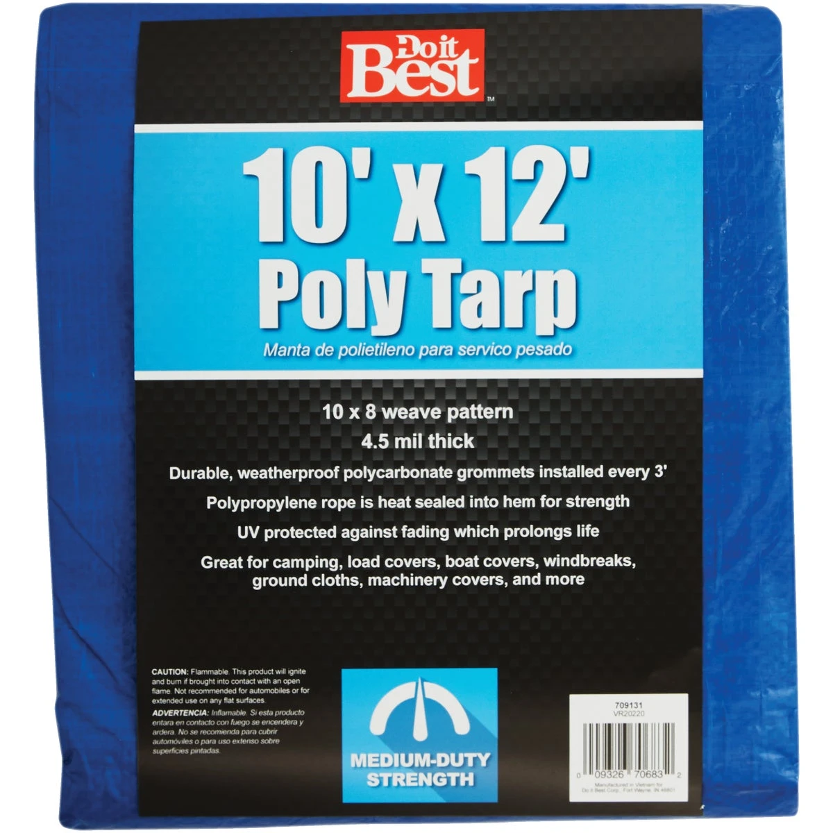Blue Woven 10 Ft. X 12 Ft. Medium Duty Poly Tarp - Durable & Weatherproof