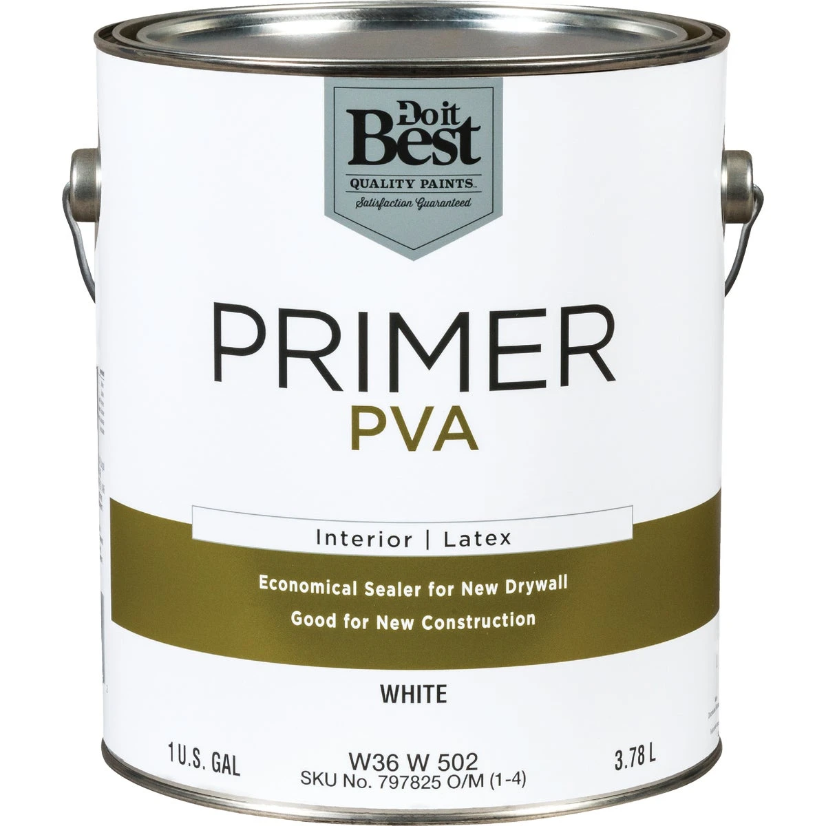 Pva Interior Latex Drywall Primer, White, 1 Gallon Container