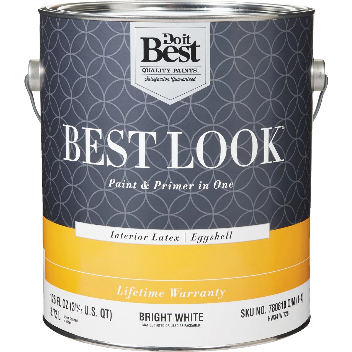 Best Look Latex Premium Paint & Primer In One Eggshell Interior Wall Paint, Bright White, 1 Gallon