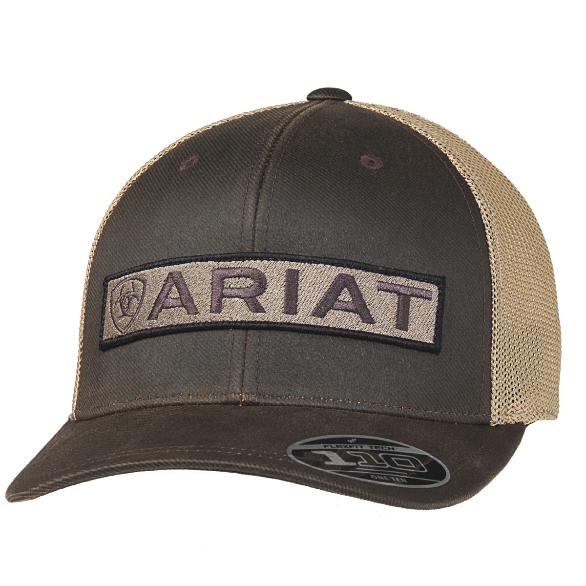 A300014302 Men's Shield Logo Tan Mesh Snap Baseball Hat Cap In Brown