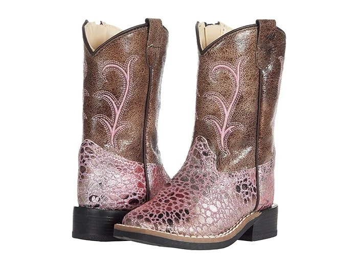 Toddler's All Over Leatherette Glitter Broad Square Toe Boots