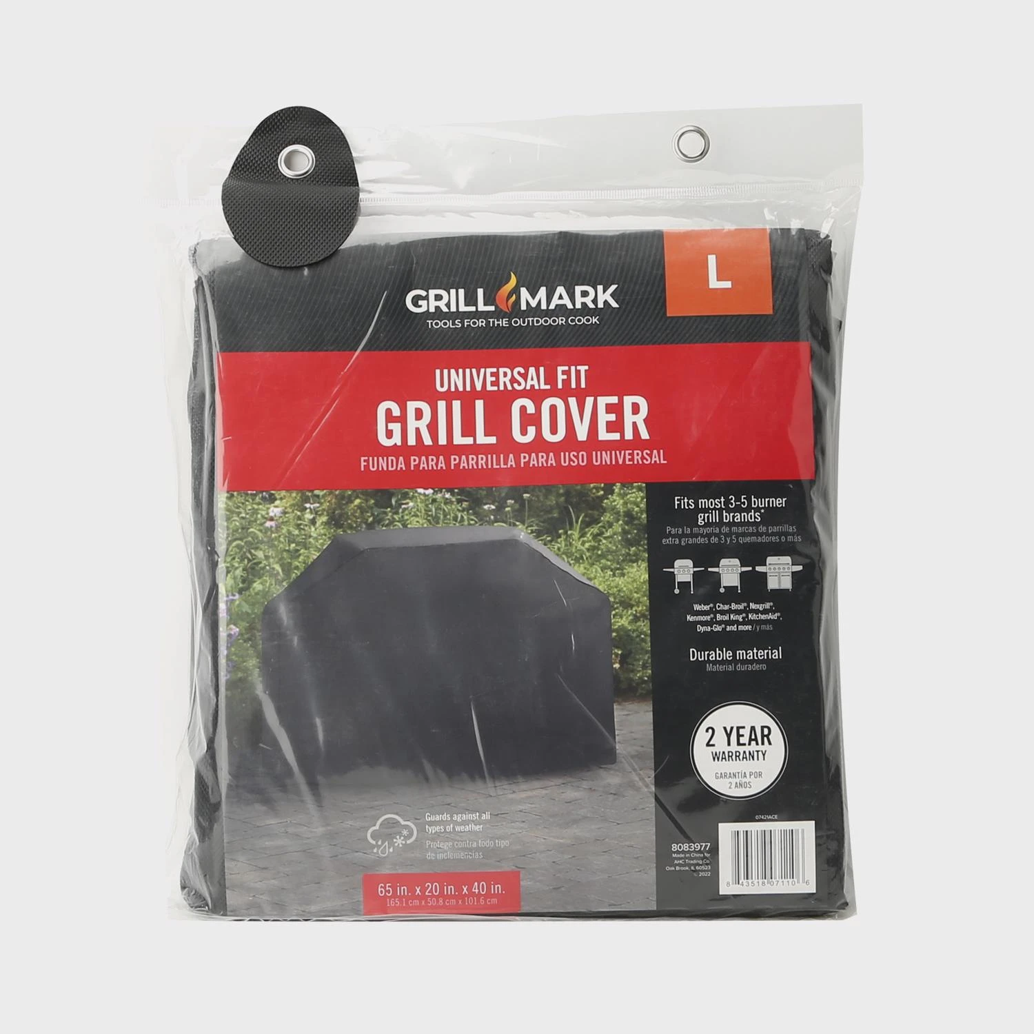 Universal Black Grill Cover 65x20x40 Inches Weather Resistant Pvc