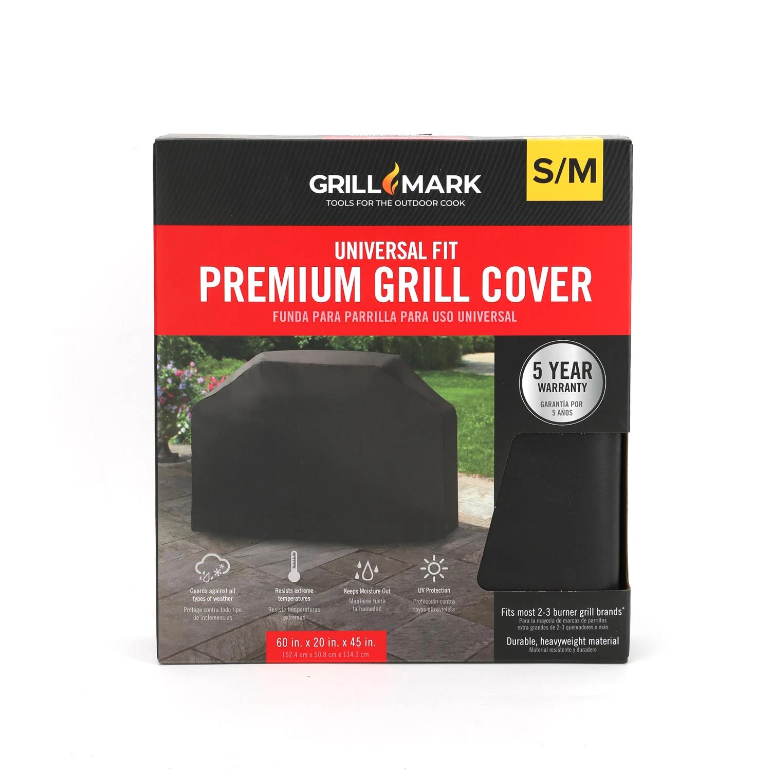 Universal Black Grill Cover 60x20x45 Inches Weather Resistant Vinyl