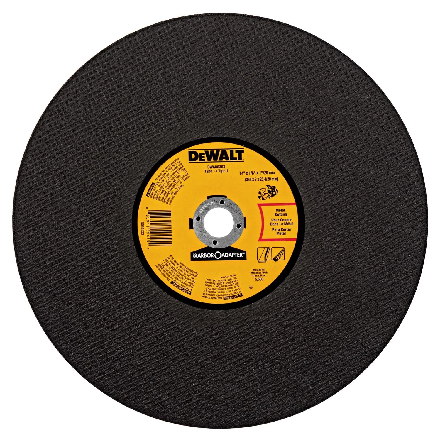 Abrasive Chop / Cut-Off Blade, Aluminum Oxide, 1/8 x 14 In.
