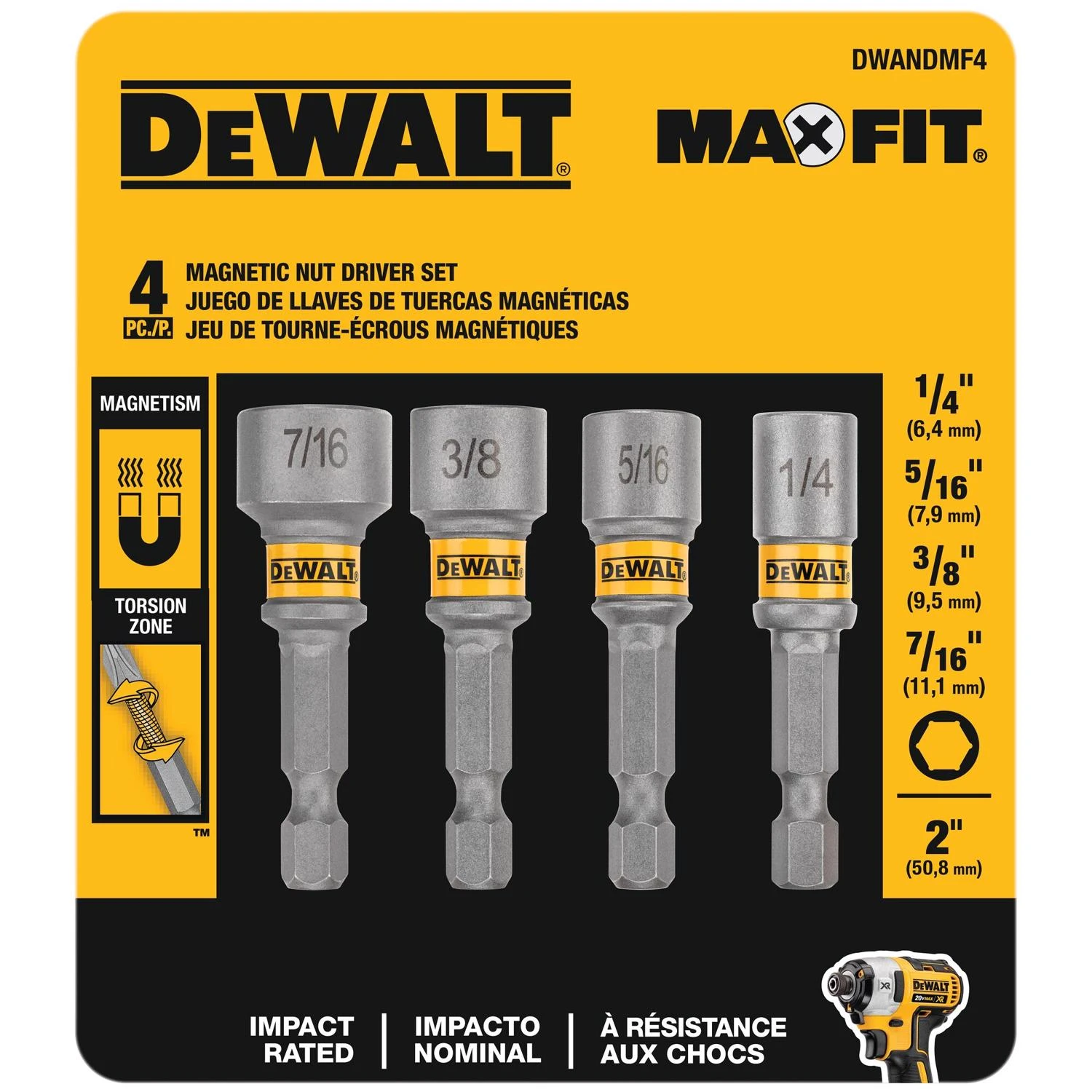 Maxfit 2 In. Steel Nut Setter Driver Set - 4 Piece Impact Rated